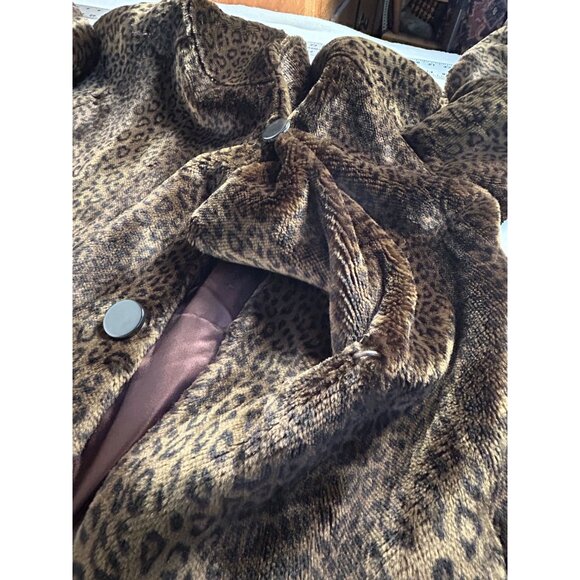 Vintage Tyber By St. John Leopard Print Faux Fur Long Coat Small Made in France - Picture 8 of 16